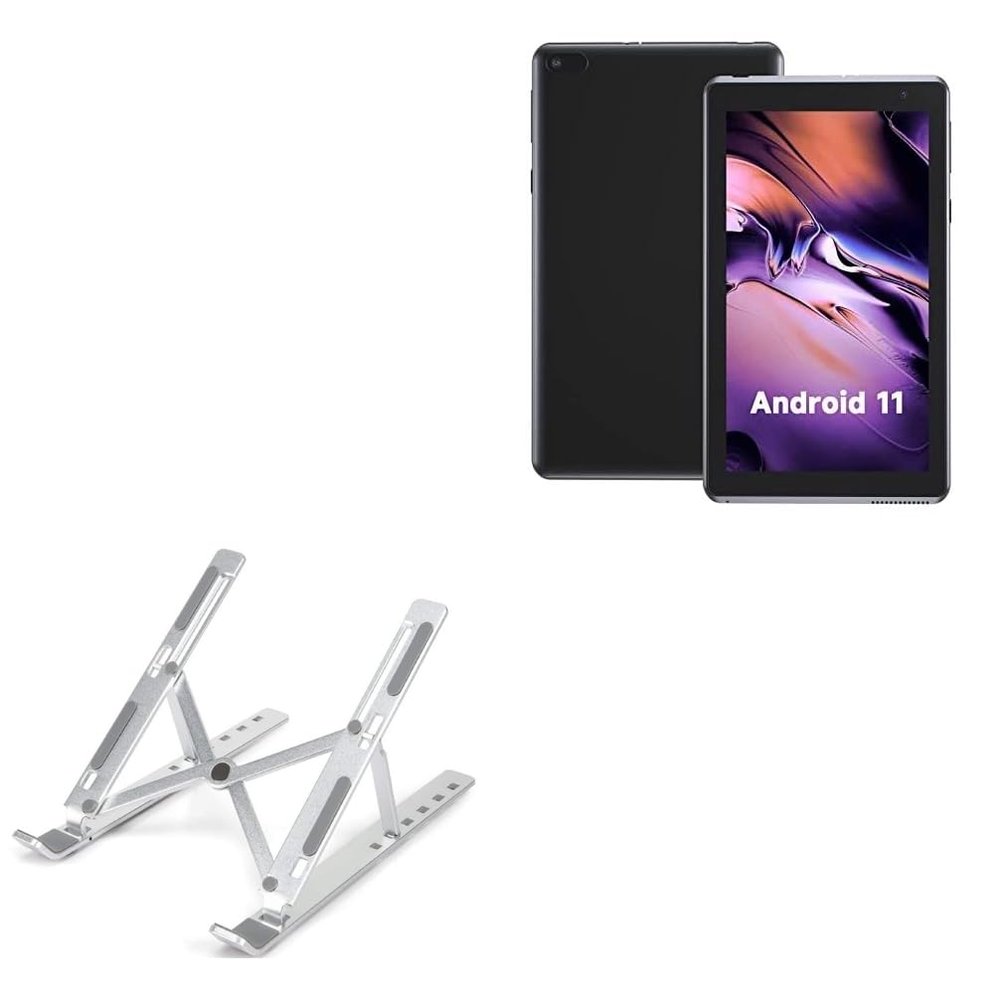 BoxWave Stand and Mount Compatible with ZZB Tablets Android 11 OS Q2 (7 in) - Compact QuickSwitch Stand, Portable Multi Angle Viewing Foldable Riser - Metallic Silver