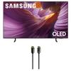 Samsung QN55S85FAFXZA 55 Inch OLED HDR 4K Smart TV with an Austere 7S-8KHD2-2.5M VII Series 2.5m Premium Braided 8K HDMI Cable (2025) view 1