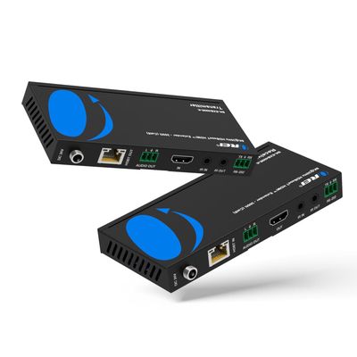 OREI 4K @ 120Hz HDMI Over Ethernet Extender Balun - HDBaseT UltraHD 8K@30hz CAT6/7 Cable with HDR, CEC & IR Control, RS-232 Up to 400 Ft Power Over Cable Audio Out (BK-EXB400R-K)