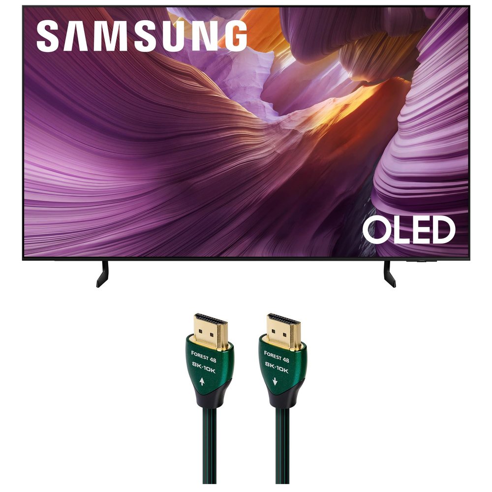 Samsung QN65S85FAFXZA 65 Inch OLED HDR 4K Smart TV with an AudioQuest Forest HDM48FOR225 2.25M 48G 8K-10K HDMI Digital Cable (2025)
