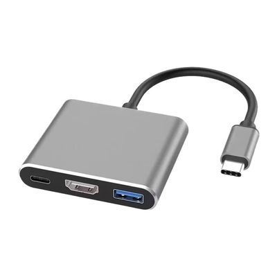 VSVAKHXC USB C to HDMI-Compatible VGA Type/C Digital AV Multiport Adapter 3 Converter to 4K 1080P(2Gray 3 in 1)