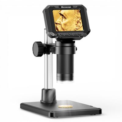 Aikokkl Coin Microscope 2.8 Inch - Up to 1000X Magnification, Rechargeable Screen, 8 LED Ring Light, Photo Video JPG AVI, USB Type C PC Connect, Portable for Coin Jewelry Stamp Inspection