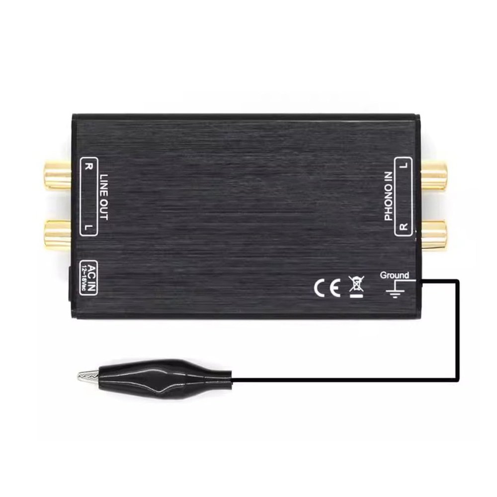 Eujgoov Mini Phono Preamp MM AV Power Amplifier, Stereo Audio Phonograph Pre Amplifier with 2 Composite Video Interface Input Output (US Plug AC115V)