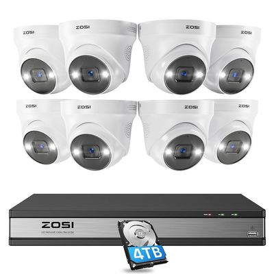 ZOSI 16CH 4K PoE Security Camera System,8X 5MP Outdoor Indoor PoE Cameras with 2-Way Audio,Person Vehicle Detection,Color Night Vision,16Channel 8MP NVR with 4TB HDD for Home Business 24/7 Recording