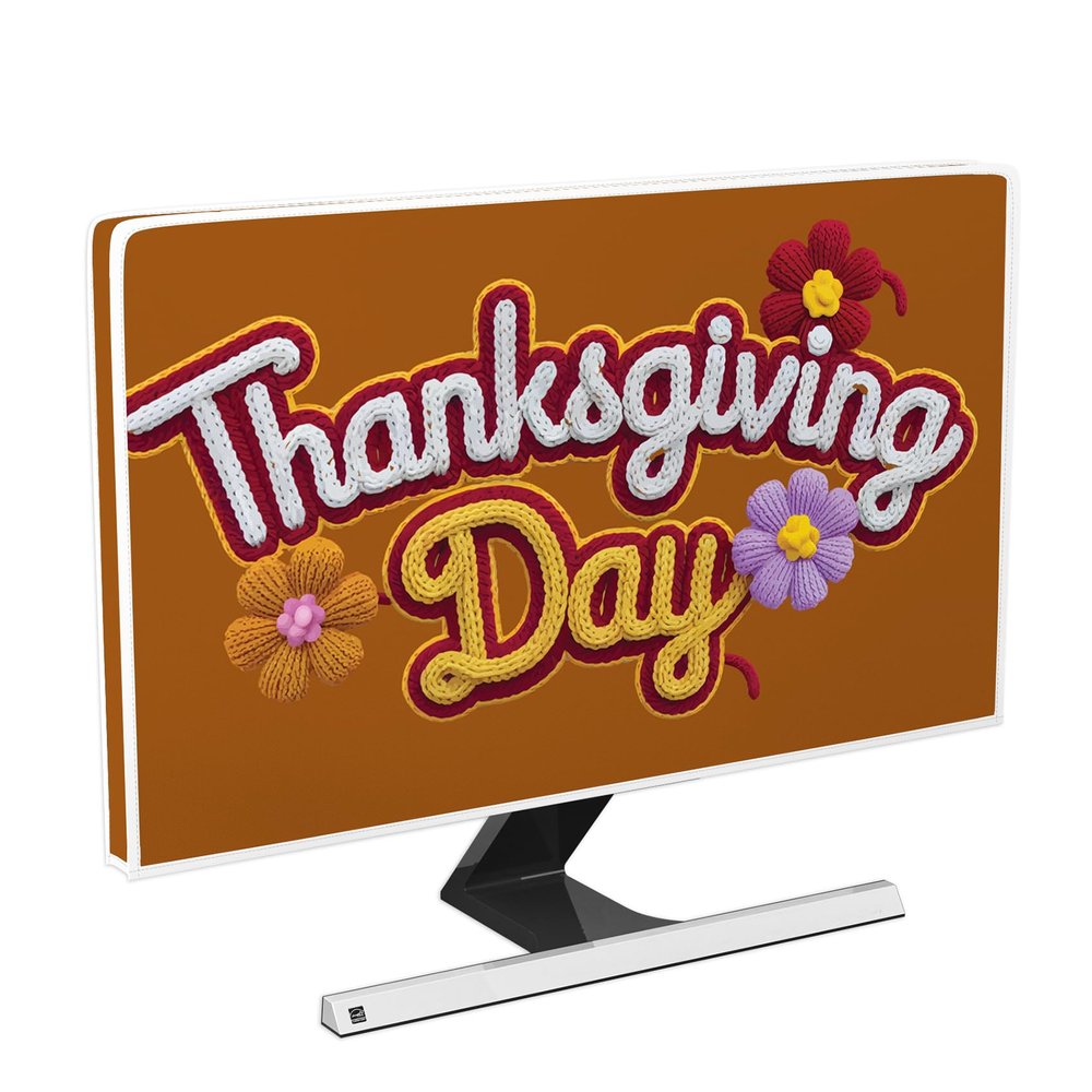 Baocicco Thanksgiving Day Waterproof 32 Inch Anti-Static Dust proof LCD/LED/HD Wool Funny Design Harvest Autumn Flowers Antistatic Water Resistant Television Cover for 32 Inch TV LED LCD OLED