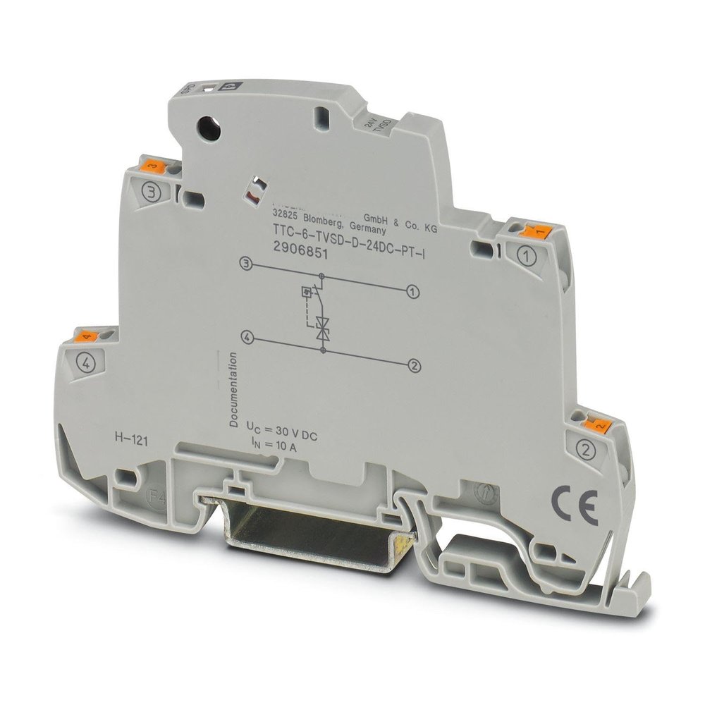 TTC-6-TVSD-D-24DC-PT-I=2906851,fine Surge Protection,Built-in Status Indicator,Used for a 2-Wire Floating Signal Circuit,Original Packaging,Never Used,in Stock,Ship Now.