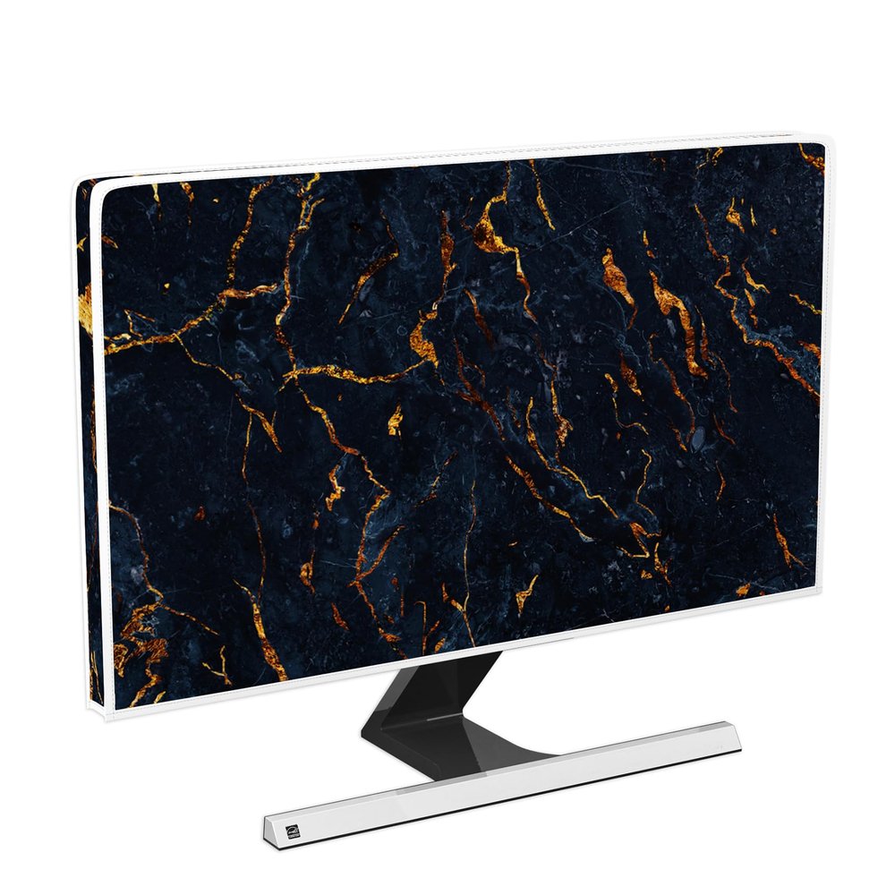 Baocicco Navy Blue and Gold Marble Screen TV Cover 32 Inch Ornamental Anti-Static LCD-Silky HD Panel Dust Protective Sleeve Compatible with iMac LCD LED PC, Desktop and Home 32 Inch TV