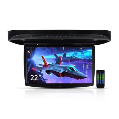 22'' Car Overhead Monitor Screen Display LED Vehicle Flip Down Roof Mount Console HDMI TV Player