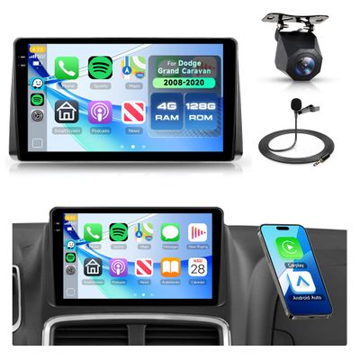 4G+128G Android 15 Car Stereo for Dodge Grand Caravan 2008-2020 Chrysler Town Country 2011-2016 Wireless Carplay Android Auto, Rimoody 9'' in-Cell Screen GPS/Bluetooth/FM/EQ/5G-WiFi Backup Camera SWC