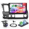 Android Car Radio for Honda Civic 2006-2011 with Wireless CarPlay Android Auto, Orderich 4G+128G 10 Inch Touchscreen Car Stereo Mirror Link GPS Navigation WiFi Bluetooth FM RDS EQ SWC Backup Camera view 1