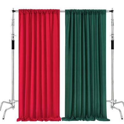 10ft x 8ft Red and Green Backdrop Curtains Polyster Photo Drapes Christmas Photo Backgrounds 2 Panels 5ft x 8ft for Party Wedding Birthday Home Photography Background