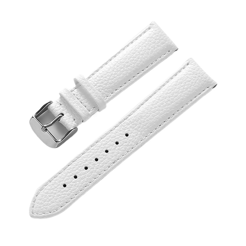 HMFang Genuine Leather Strap Women's Soft Leather Lychee Grain Cowhide Watch Strap Men's Waterproof 14 16 18mm Watch Chain Accessories(White,20mm)