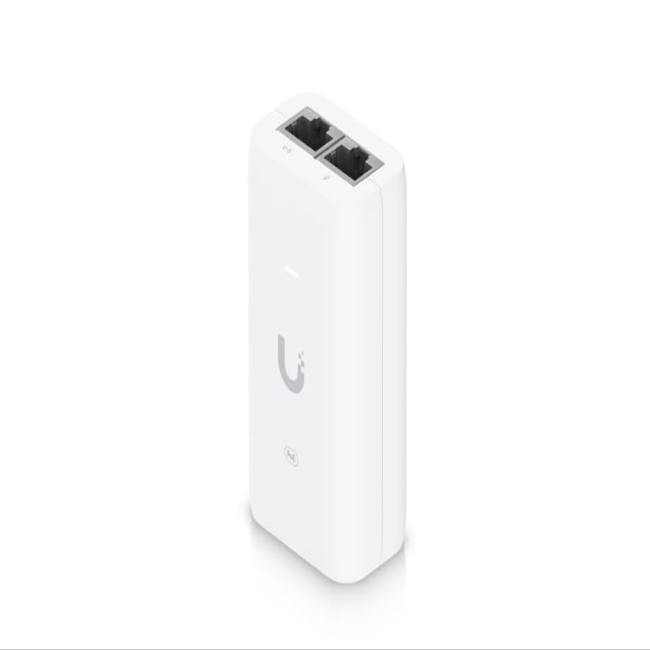 Ubiquity PoE Adapter (15W) Model U-PoE  Compact Power Injector for UniFi PoE Devices with Gigabit LAN, Surge Protection, and LED Status Indicator