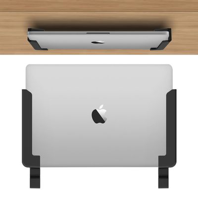 IFCASE Wall, Under Desk Laptop Mount for MacBooks, Surface, Tablets with Cable Holder, Adhesive & Screws in, Anti-Scratch Pads - 24/26/29/31mm Thick (Black)