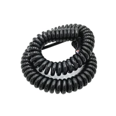 0.2mm2 Black Wire Spring Spiral Cable Multi 2/3/4/5/6/7/9 Core Pins Power Cord Can Extend The Tensile Wires(7 Core,Stretch 1.2 Meter_24AWG 0.2MM2)