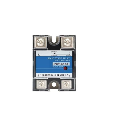 10A 25A 40A 60A 80A 100A Single Phase DC Control AC 220V Solid State Relay Heat Sink 3-32VDC to 24-480VAC Plastic Cover SSR(60DA)