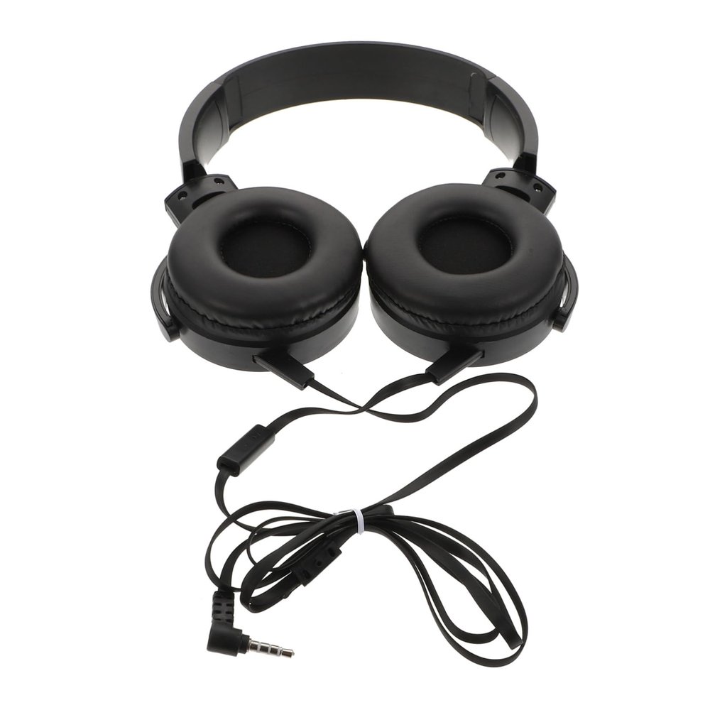 POPETPOP Portable Over Ear Headset with Noise Reduction Microphone for Computer and Laptop Wired High Sensitivity Music Headphone with Breathable Comfortable Design Black