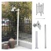 Detachable Solar Panels/Camera Mounting Bracket Pole, Metal Security Camera Pole Outdoor with 15.7in Lightning Rod, Floor Security Camera Holder Mount for Farm/Shop(ligjt Grey,13.1 ft/4 m) view 1