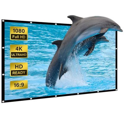 16:9 4K HD Indoor Outdoor Projector Screen, Portable Foldable Anti-Crease Projector Movies Screens for Home Theater, 160 Viewing Angle