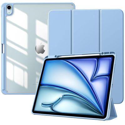 TiMOVO Case for New iPad Air 13 inch (M4/M3/M2-2026/2025/2024) with Pencil Holder, Slim Stand Protective Cover with Clear Transparent Back Shell for iPad Air 13 inch, Auto Wake/Sleep, Sunny Sky Blue