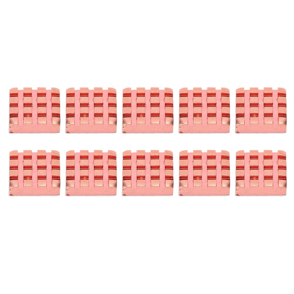 10Pcs Brass Heat Sink | P14 x 4 x 14 Mini Radiators with Thermal Conductive Adhesive | for Routers/CPUs/PCBs | Sturdy - Tarnish & High Efficiency Cooling