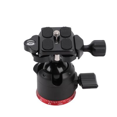 Gugxiom 28mm Low Profile Tripod Ball Head Mount Built in 45mm QR Plate, Metal 360 Rotating Panoramic Ball Head with Bubble Level, Horizontal Vertical Switching, Max Load 22lb/10kg
