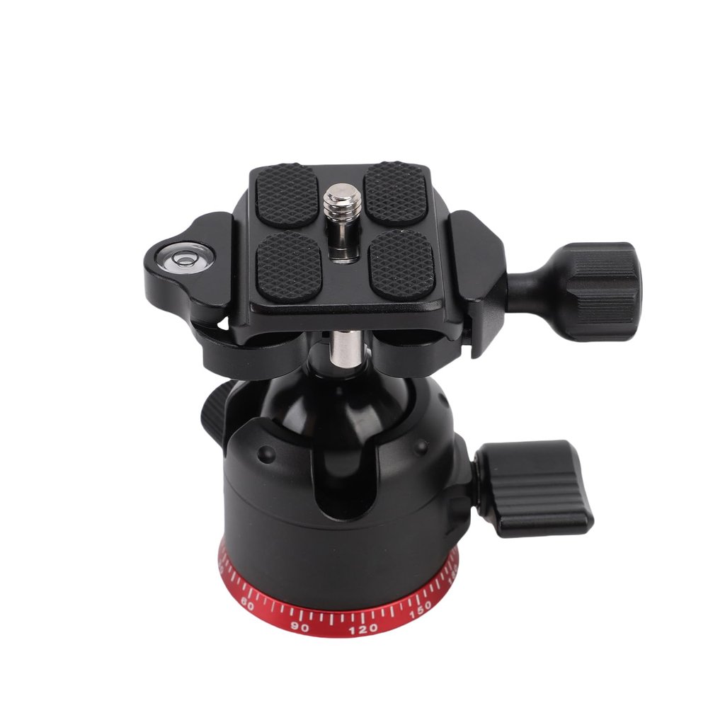 Gugxiom 28mm Low Profile Tripod Ball Head Mount Built in 45mm QR Plate, Metal 360 Rotating Panoramic Ball Head with Bubble Level, Horizontal Vertical Switching, Max Load 22lb/10kg