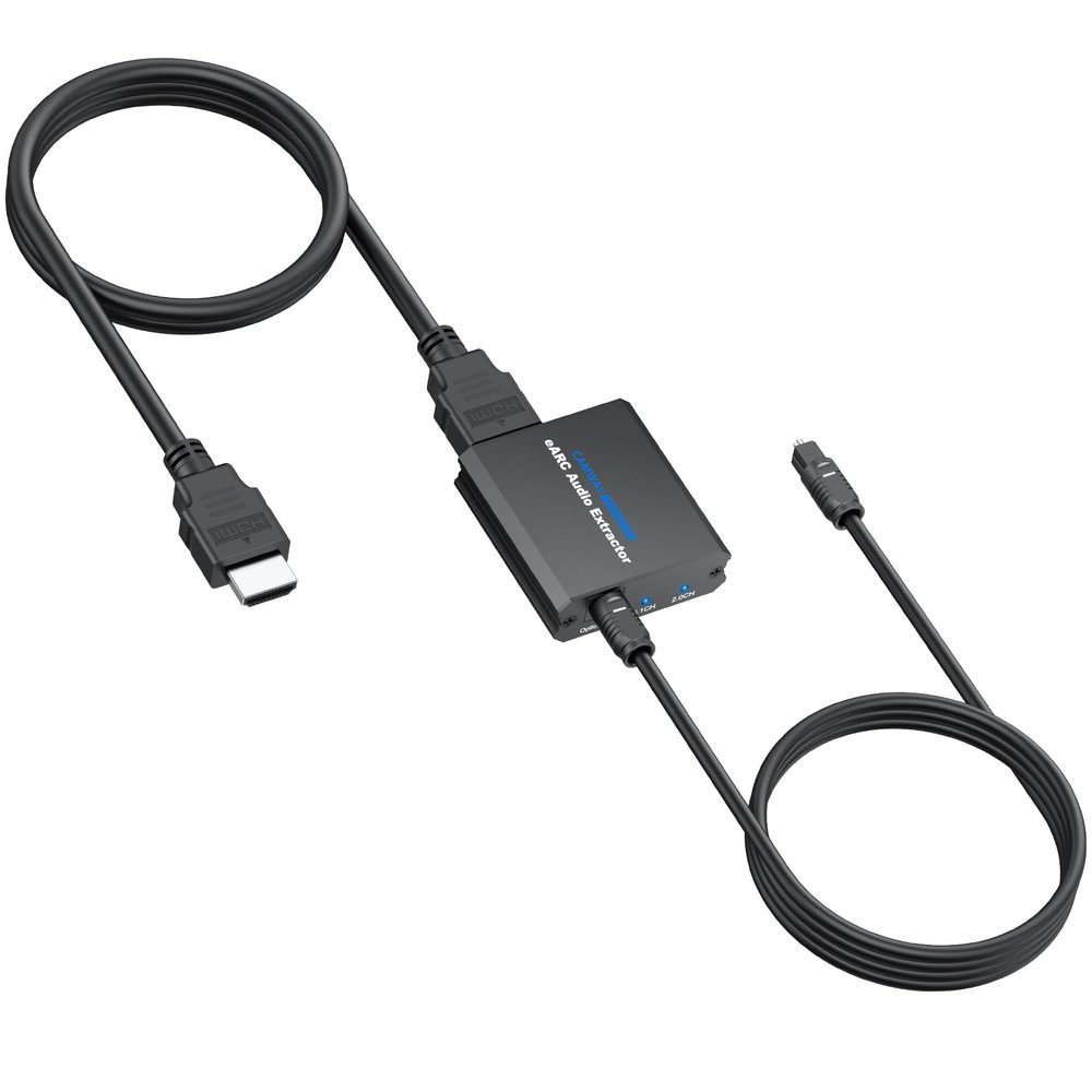 CAMWAY eARC/ARC Audio Extractor - eARC to Optical Converter, Supports 5.1 Dolby Digital, DTS,2.0 Channel, Extract HD Audio Signals from TV to Soundbar,Amplifier with Optical Cable, HDMI Cable