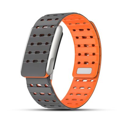DADO Modified Magnetic Silicone Sport Replacement Band Compatible with WHOOP 5.0, Life/MG, One/Peak, Fitness Life Tracker  Breathable, Sweatproof, Durable & Comfortable (Dark Grey Orange, Life/MG)
