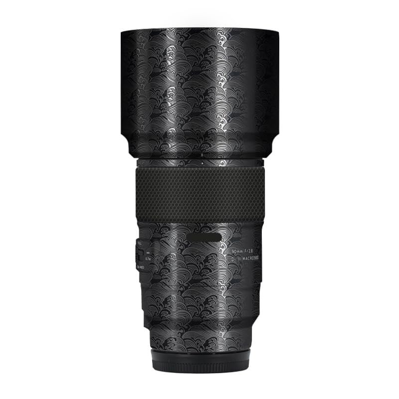 Camera Lens Sticker for Tamron 90mm F2.8 fit for Sony Mount Macro Coat Wraps Film Protective Vinyl Decal Skin 90 2.8(Wave Black)
