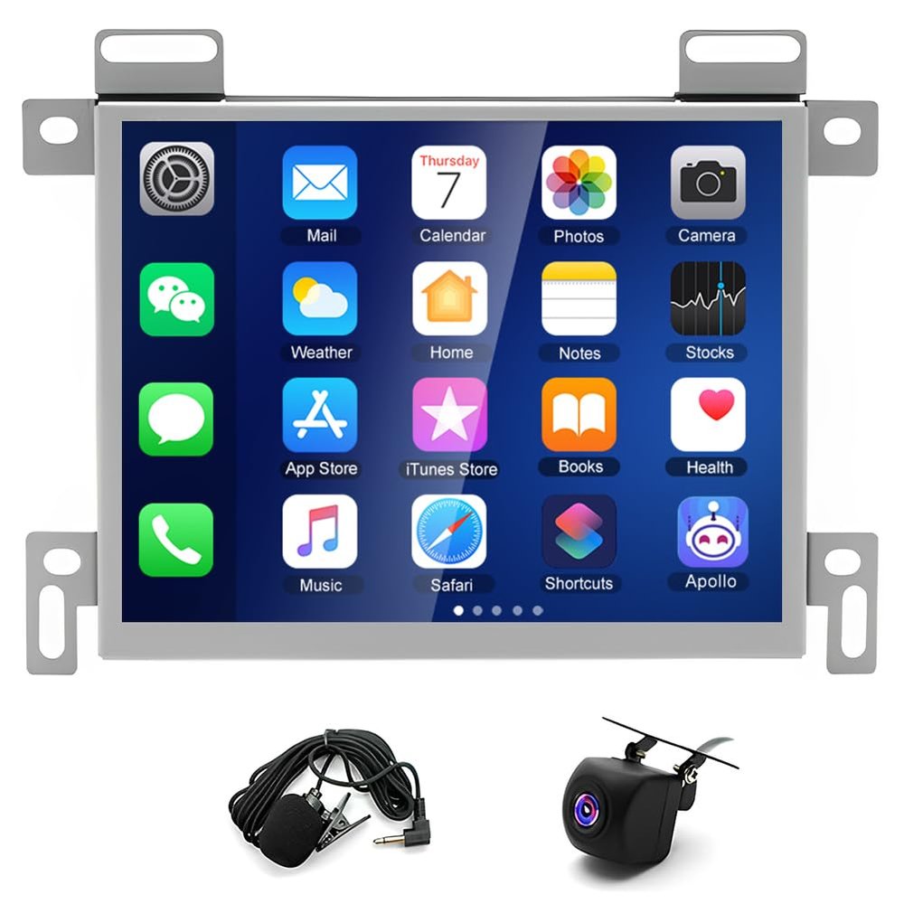8.4inch Touchscreen Radio Stereo Player for Jeep Grand Cherokee/Wrangler/for Dodge Ram 2015-2021 with Carplay Android Auto/GPS Navigation/Bluetooth/WiFi/FM/RDS SWC 32EQ+ AHD Backup Camera Mic,2+32G