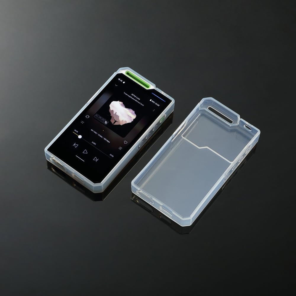 AudioPartner Soft Clear TPU Protective Shell Skin Case Cover and Front Screen Protector Tempered Glass for Hiby R4 (Clear case and Glass)