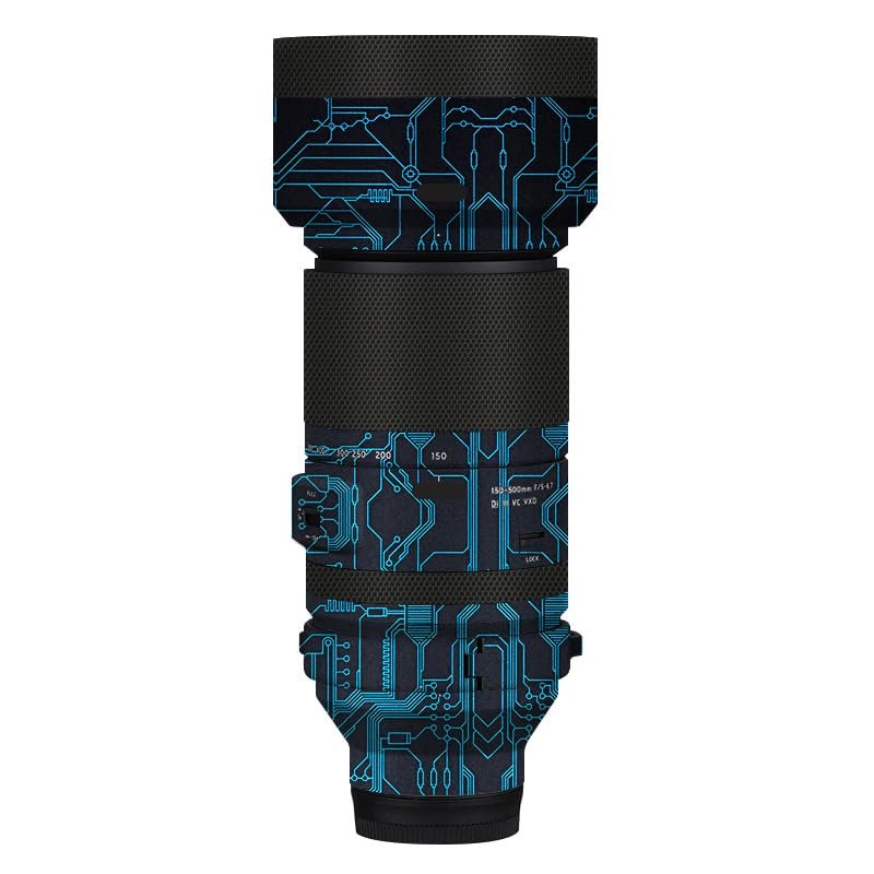 Camera Lens Sticker Coat Wrap Protective Film Body Protector Decal Skin for Tamron 150-500mm F5-6.7 fit for Nikon Z Mount 150 500(Circuit Blue)