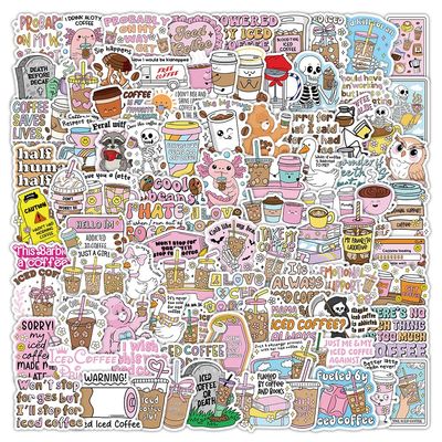 110Pcs Funny Coffee Stickers, Waterproof Vinyl Stickers for Water Bottles, Laptops, Journals, Coffee Quote Lovers Decals for Scrapbooking, Party Favors, Gifts