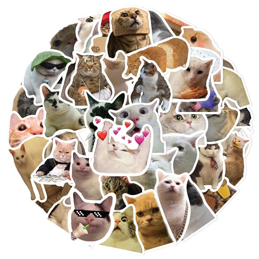 100pcs Cute Cat Stickers | Vinyl Waterproof Kawaii Cat Waterproof Stickers, Luggage, Water Bottles and Decorations