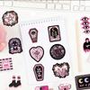 100Pcs Dark Pink Goth Stickers, Gothic Skull Stickers for Adults Mens Teens Girls, Horror Decals for Water Bottle Laptop Luggage Journal view 2