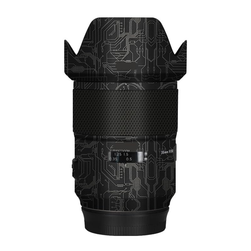 Lens Cap Skin Anti-Scratch Camera Sticker for Tamron SP 35mm F1.4 fit for Canon EF Mount Protective Wrap Film Decal 35 1.4(Circuit Titanium)