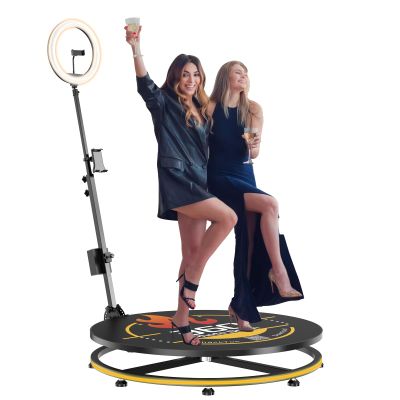 MWE 360 Photo Booth for Parties with Flight Case,Software APP Remote Automatic 360 Spin Camera Video Booth for 1-3 People (22.5in)