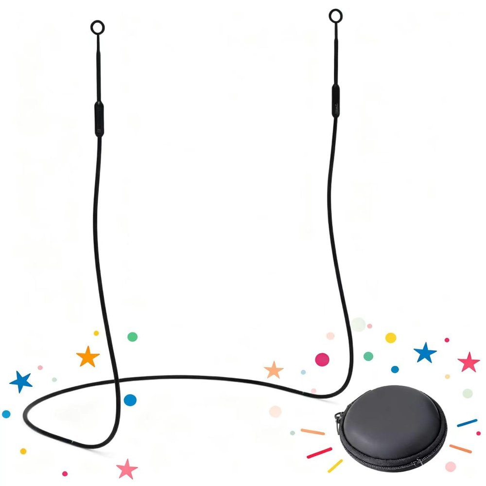 Dytole 2-Pack Silicone Earplug Lanyard, Anti-Lost Neck Cord with Removable Connectors (White & Black) Bluetooth Headset