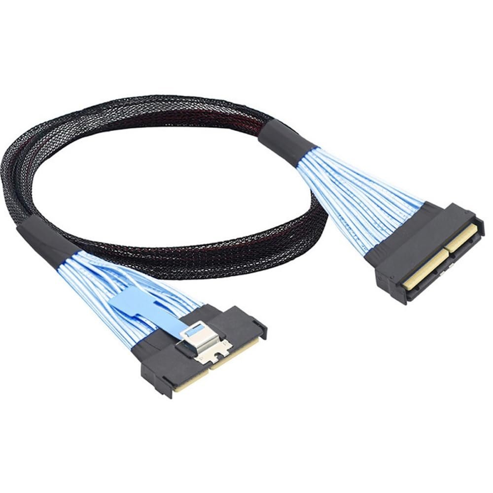 cablecc MCIO PCI-E 16x 124Pin PCI-E 5.0 Mini Cool Edge IO STR Male to MCIO 124Pin Male Extender Cable 50cm with Pull Tab