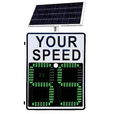 23.5"x25.5" Traffic Radar Speed Sign Solar Powered 2 Digit LED Panel (47x38cm) Remote Adjustable 3-59km/h Weatherproof Design