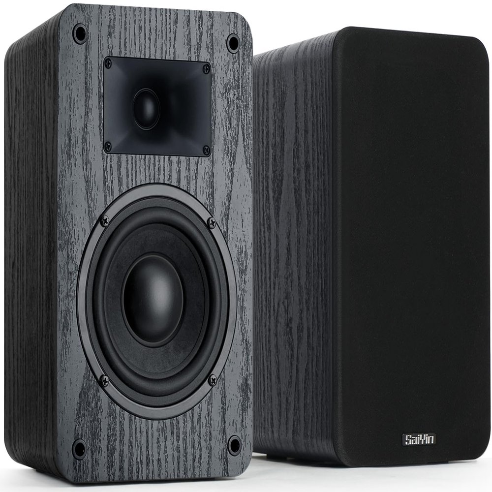 Saiyin Passive Bookshelf Speakers 40W2 Power, 5" Woofer & 20mm Silk Dome Tweeter Stereo Speakers, Enhanced Vocal Clarity, 4 , Passive Speakers for Home Audio, Receiver or Amplifier Required