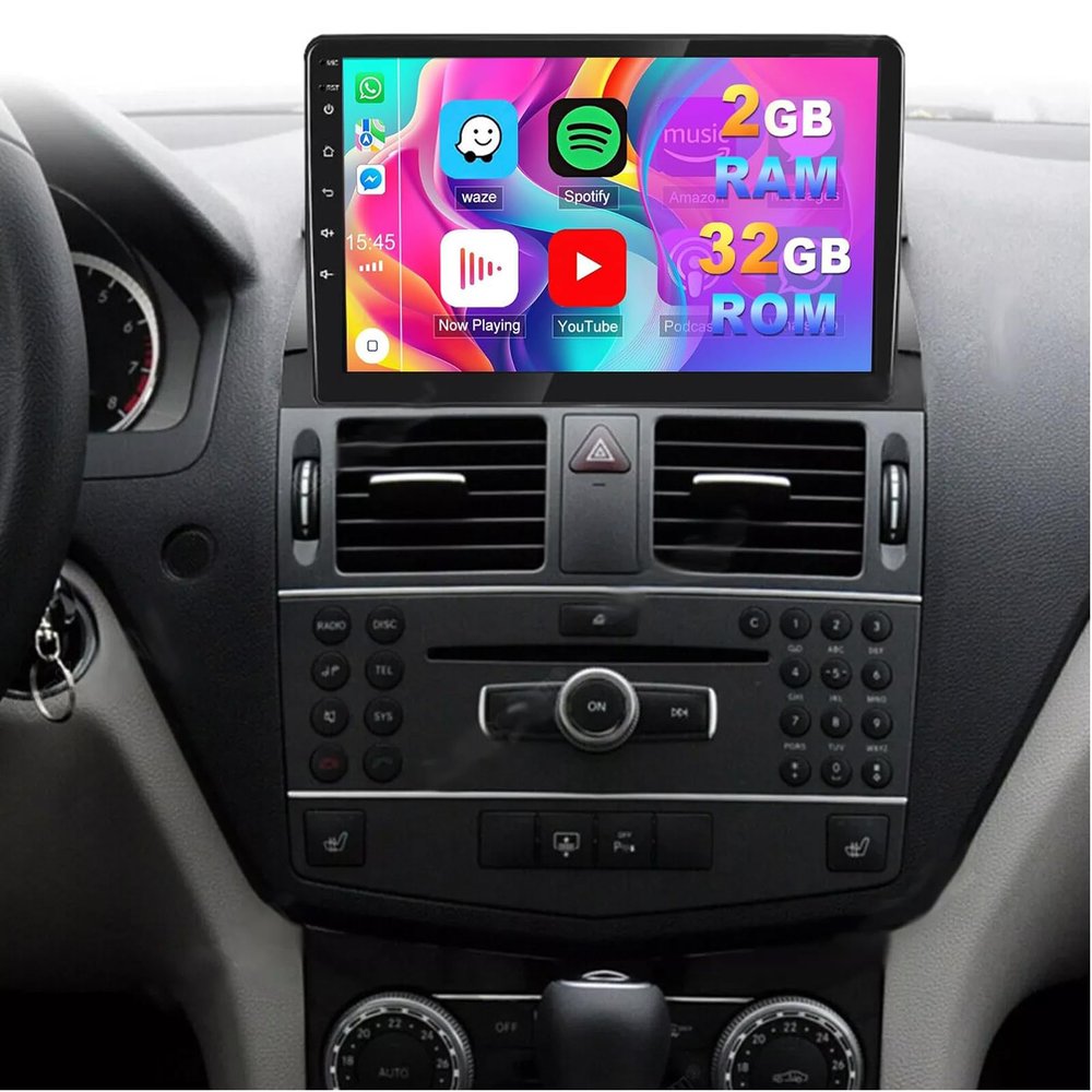 Surakey Car Stereo Radio for Mercedes-Benz W204 2006 2007 2008 2009 2010 2011, 8in Android 13 GPS Navigation Head Unit for CarPlay Wireless Android Auto Bluetooth FM/RDS WiFi SWC Split Screen