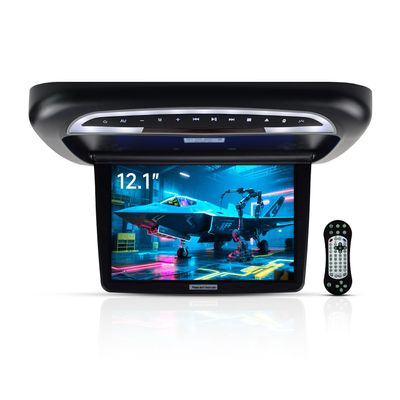 12.1'' Car Overhead Motorized Flip Down Monitor Built in Stereo Speakers Support Bluetooth 5.0 WiFi HDMI USB