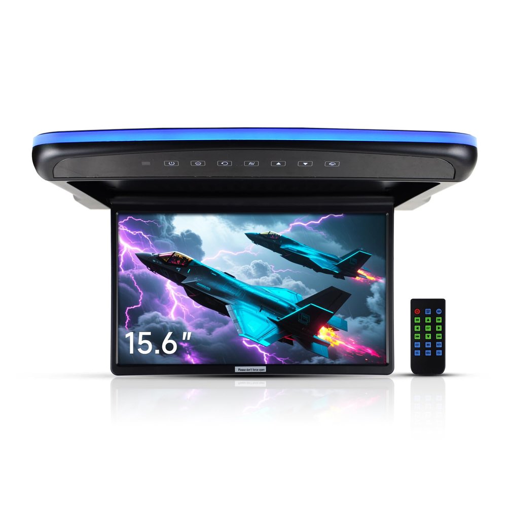 15.6'' Car Overhead Motorized Flip Down Monitor FM Transmitter roof Mounted Monitor HDMI Port