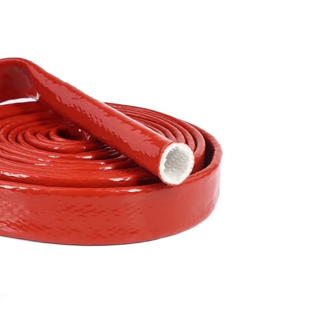 DYKWSWYX Fire Retardant Fiberglass Braided Sleeve, 1M Length, Heat Resistant (300C), Oil/Moisture Proof, Red (4mm-80mm Sizes)(75mm)