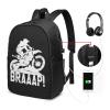 AMZWZSH Enduro Motocross Dirt Bike Braaap Travel Laptop Backpack Bag with USB Charging Port 17 Inch Computer Business Backpacks for Women Men Work College Gift,Casual Daypack,Black view 3