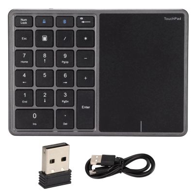 Vvikizy 2.4G Wireless Numeric Keypad, 22 Keys Portable Number Pad Laptop Keypad Type C Keypad with Touch Screen for Laptop PC OS X Plug Play (Gray)