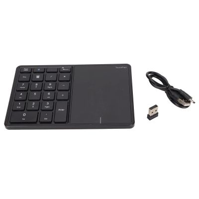 Vvikizy Wireless Numeric Keypad, 22 Keys Large Touchpad Keypad BT 2.4G Dual Mode Keypad Portable Number Pad for iOS OS X with Type C Interface (Black)