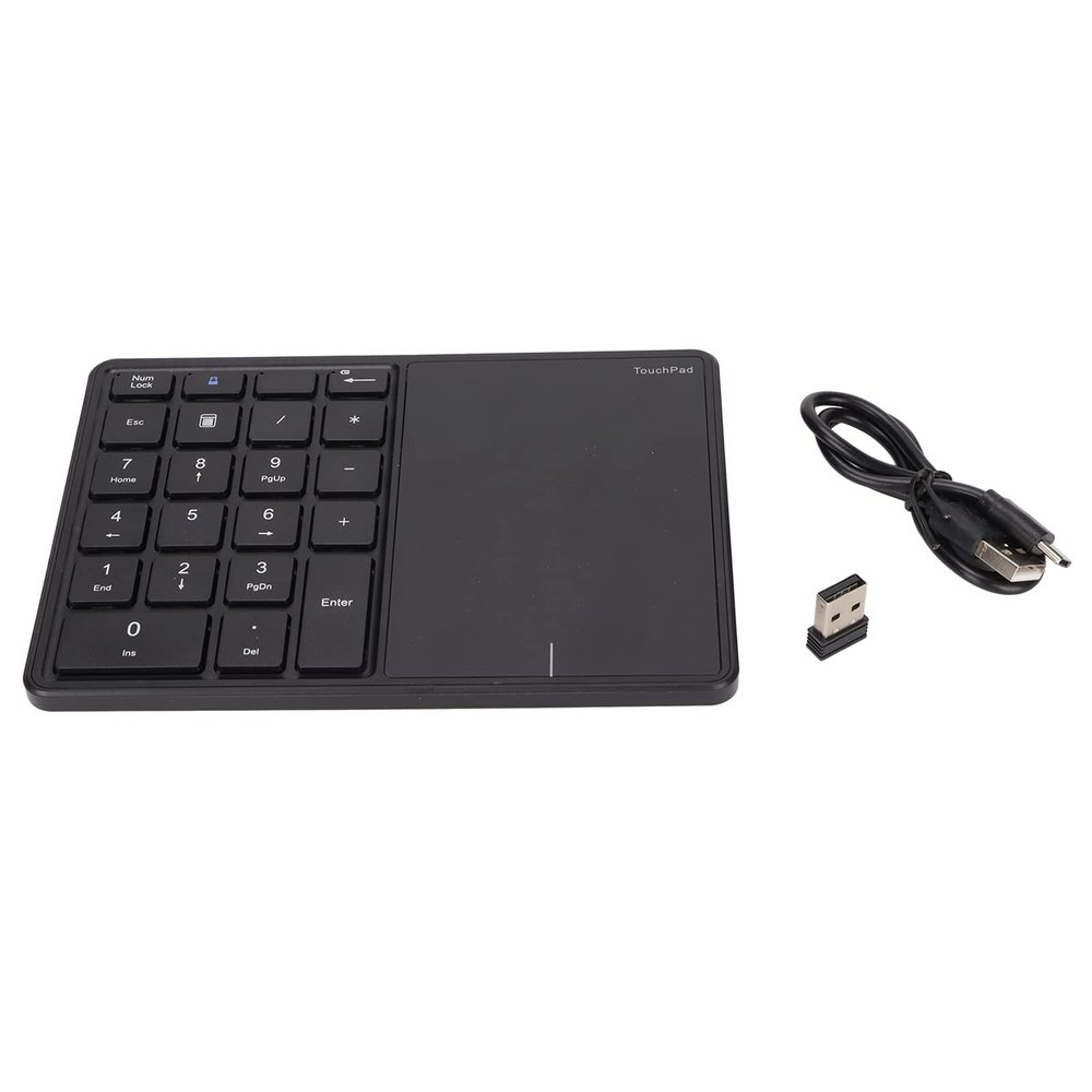 Vvikizy Wireless Numeric Keypad, 22 Keys Large Touchpad Keypad BT 2.4G Dual Mode Keypad Portable Number Pad for iOS OS X with Type C Interface (Black)